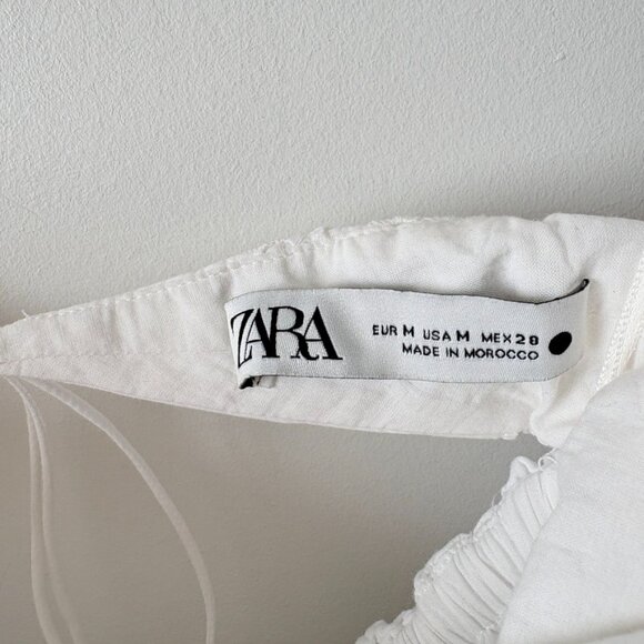 Zara Strapless Bubble Cotton Poplin Mini Dress White Size Medium Blogger Fav - Picture 9 of 11